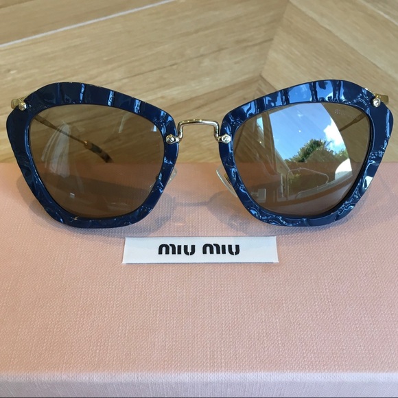 Miu Miu Accessories - NWOT Miu Miu noir croc texture navy sunglasses